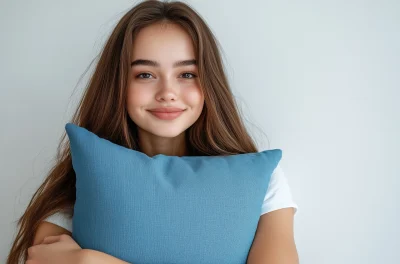 Happy Woman with Pillow