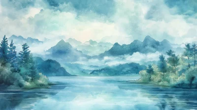 Japanese Landscape Watercolor