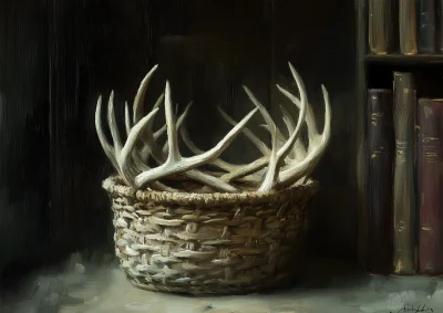 Wicker Basket of Antlers