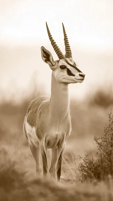 Springbok Portrait in Sepia