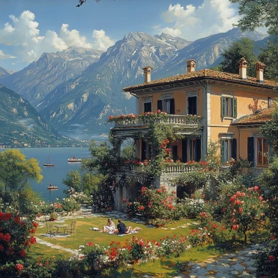 Romantic Scene in Lake Como