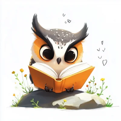 Owl Reading a Book