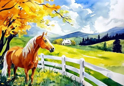 Vibrant Watercolor Scene