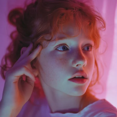 Scottish Girl in Pink Light