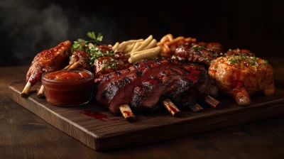 Delicious Barbequed Meat Platter