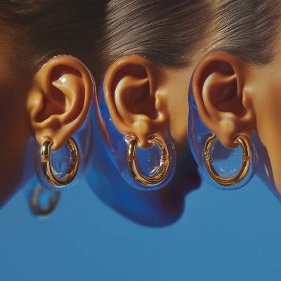 Floating Ears with Gold Hoop Earrings