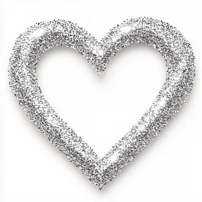 Silver Glitter Diamond Heart Outline