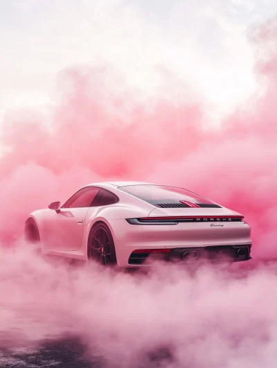 Modern Porsche with Pink Smoke