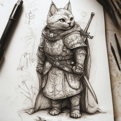 Cat Knight Tattoo Design