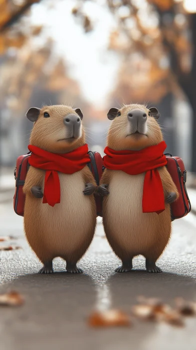 Capybaras Going to School