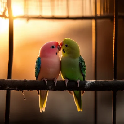 Colorful Lovebirds in Nature