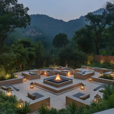 Sunken Courtyard at Dusk