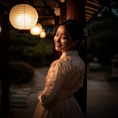 Elegant Korean Woman in Hanbok