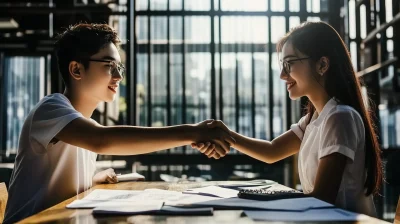 Handshake Between Employer and Student