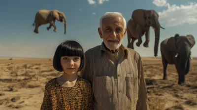 Grandfather and Granddaughter in the Desert