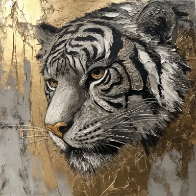 Silver Tiger Head Painting