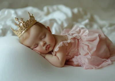 Newborn Baby Girl in Pink Dress