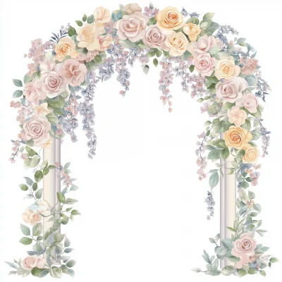 Wedding Clipart with Arch and Flowers