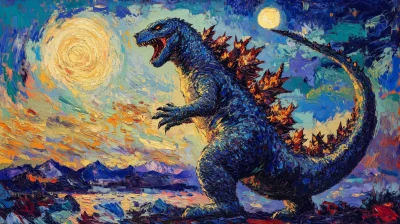 Godzilla Van Gogh Style