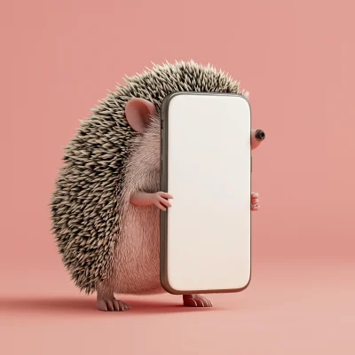 Hedgehog with iPhone 16 Pro Mockup