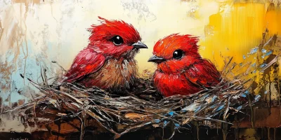 Nest of Red Birds