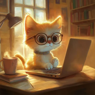 Cute Cat Working