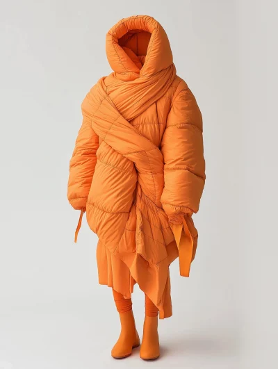 Futuristic Orange Puff Jacket