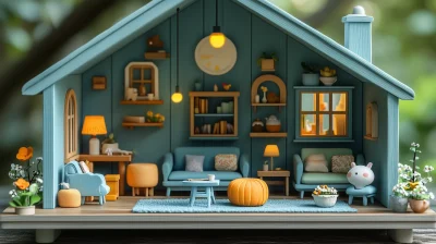 Colorful Dollhouse Interior