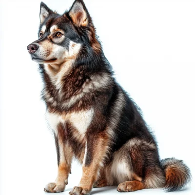 Malamute Sitting on White Background