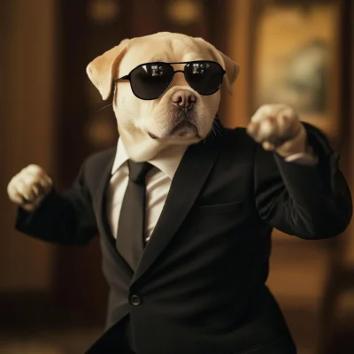 Karate Dog in Suit