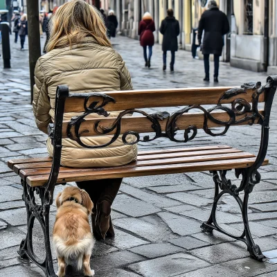 Woman with Dog in Turin