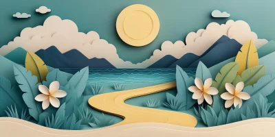 Stylized Tropical Landscape