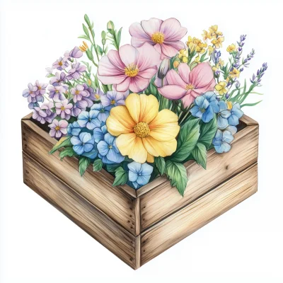 Spring Flower Box Clipart