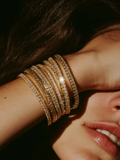 Brunette Model with Tennis Bracelets