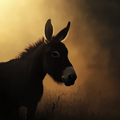 Silhouetted Donkey