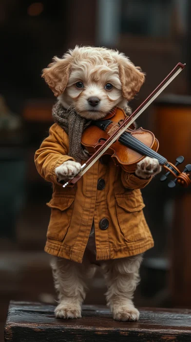 Puppy Playing Violin