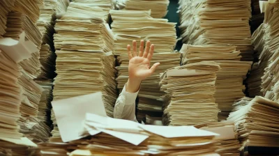 Waving Hand Behind Papers