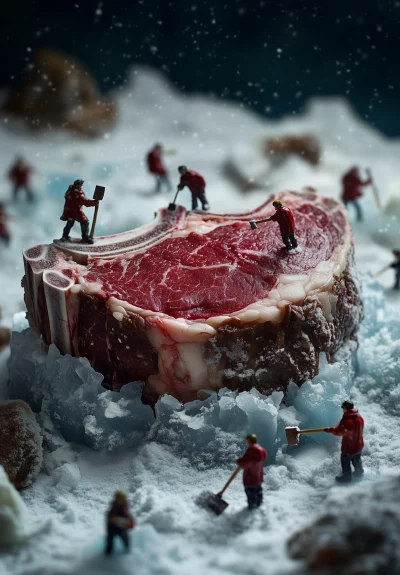 Surreal Steak Scene