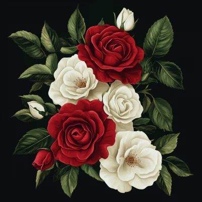 Red and White Roses Composition