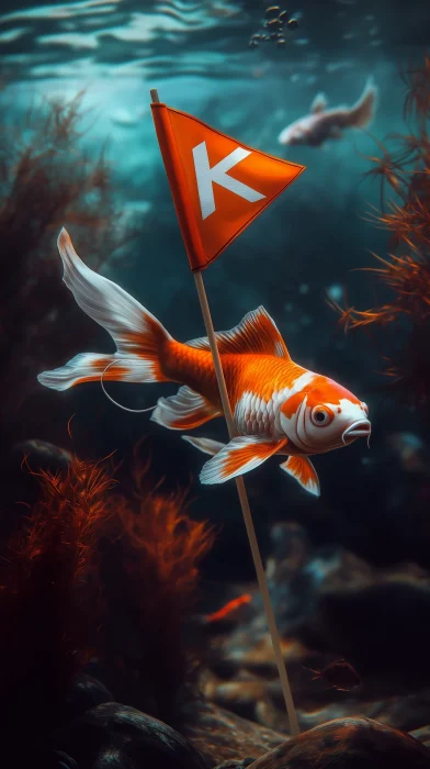 Koi Fish and Golf Flag