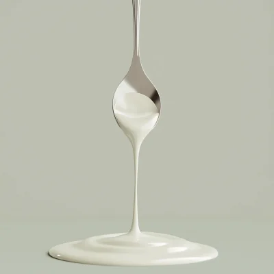 Pouring Yogurt from Spoon