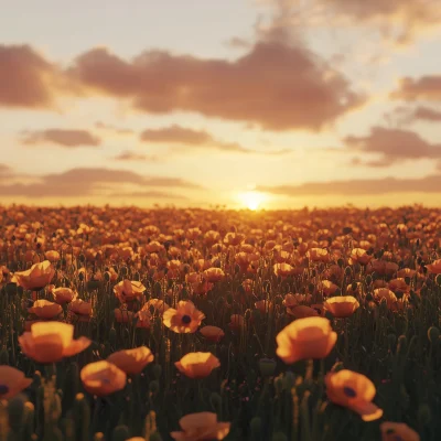 Golden Poppy Field at Sunset