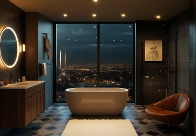 Modern Nighttime Bathroom