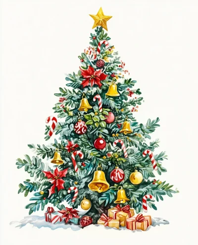 Watercolor Christmas Tree