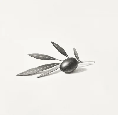 Olive Leaf and Black Olive Drawing