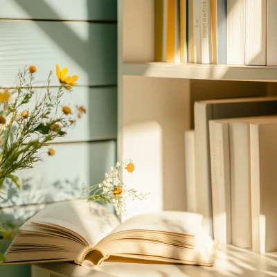 Bright Bookcase with Plants