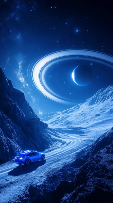 Blue Gas Giant with Rings