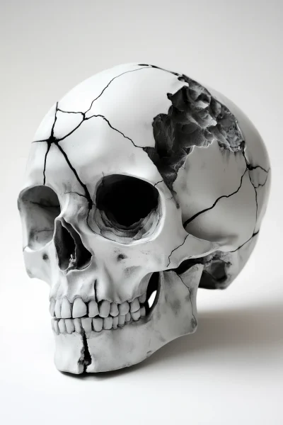 Realistic Black and White Skull