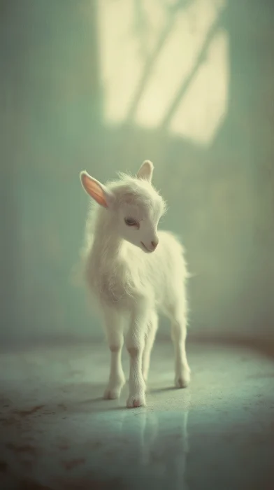 Tiny White Goat Baby