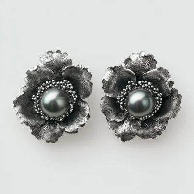 Peony Motif Earrings
